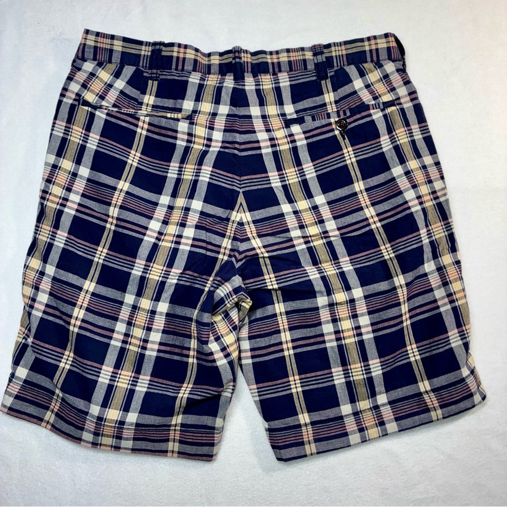 J. Crew Shorts Mens Size 32x9 Blue Plaid Flat Front Bermuda Summer Cotton - Picture 4 of 6